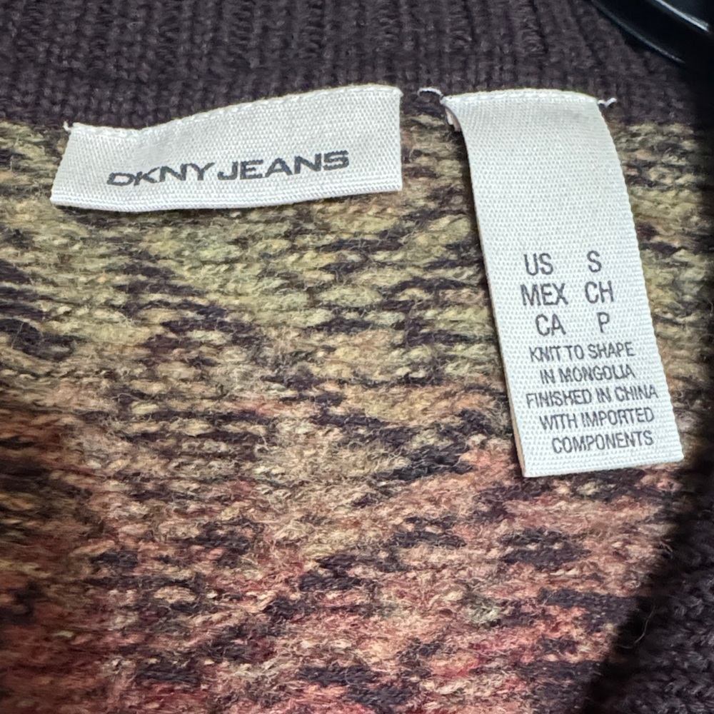 NWT DKNY Earth Tone Multi Colored Cardigan - Picture 3 of 5